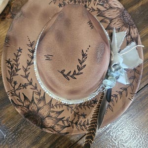Custom Burned Sunflower Hat