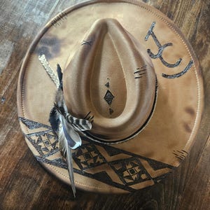 Custom Order Burned Aztec Hat with Brand