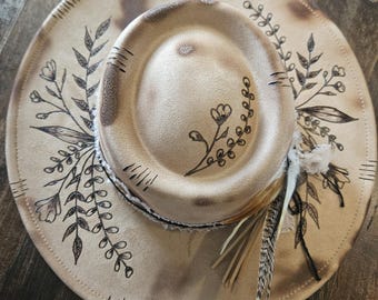 Custom Burned Flower Hat