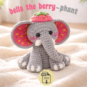 Crochet Strawberry Fruit Elephant Pattern ⟡ Bella the Berry-phant ⟡ Amigurumi Tutorial
