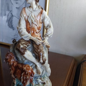 Vintage Biscuit Porcelain Figurine, Craft Porcelain Bisque Figurine 9.9&quot;HEAVY | Boy Porcelain Figurine | Porcelain Figurine Gift, c 1950s