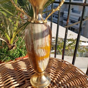 Vintage Green Big Onyx Marble Vase 10.5", 1.6 kg – Italian Mid Century Amphora Jar image 14
