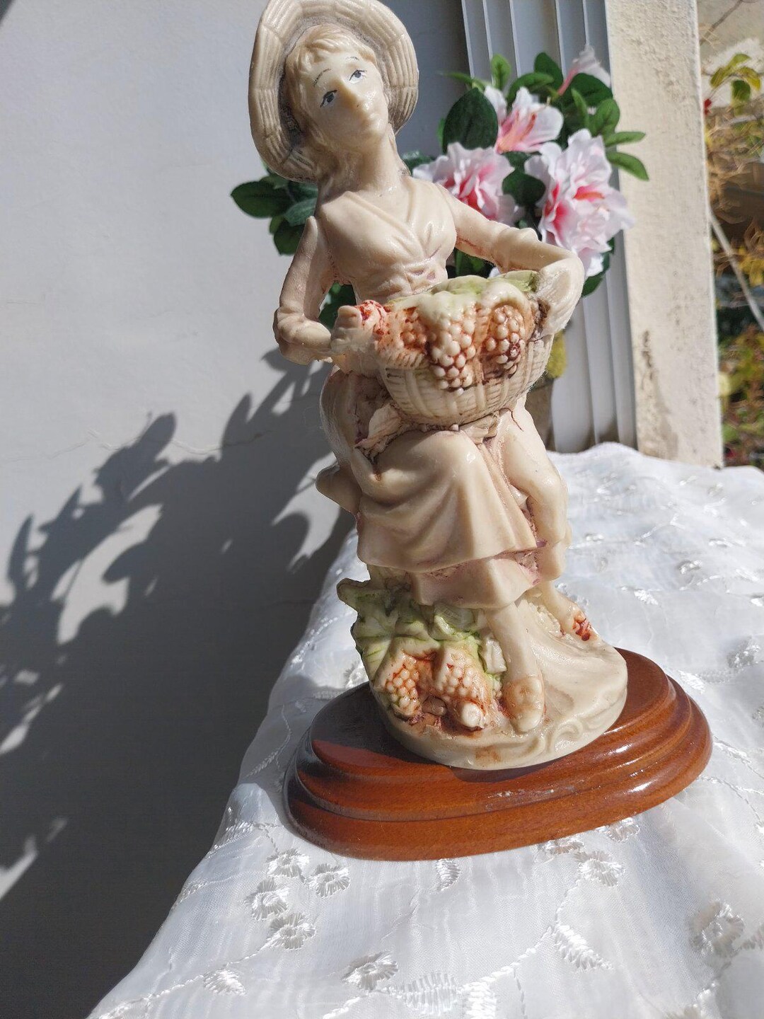 Vintage Rococo Porcelain Figurine: Lady With Fruit Basket