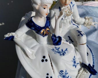 Norleans Japan Figurine Musicians in Blue and White in Victorian