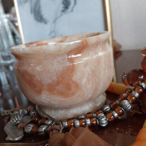 Genuine Alabaster Bowl| Natural Stone bowl| Vintage Onyx Bowl| Office Trinket Bowl| Jewelry Trinket Dish|Vintage alabaster onyx marble bowl