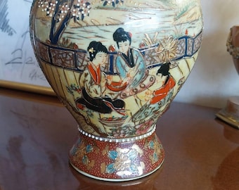 ヴィンテージ 西光山 京都陶器花瓶 薩摩風 芸者花絵 - Etsy 日本