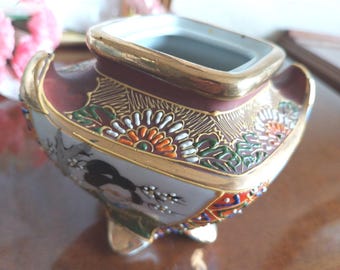 アンティーク薩摩焼花瓶：日本の芸者庭園の風景 - Etsy 日本
