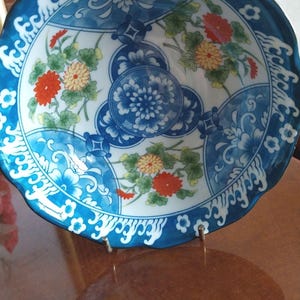 Vintage Japanese Bowl/Porcelain Blue White Floral Leaves Bowl/ Soup Rice Noodle Bowl/Asian Porcelain Dish/ Vintage Japanese Rice Noodle Bowl
