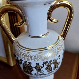 24k Gold Greek Amphora Vase: Handmade Archaic Style Vessel