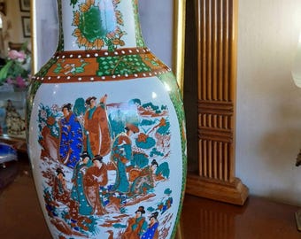 アンティーク薩摩焼花瓶：日本の芸者庭園の風景 - Etsy 日本