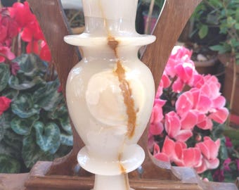 Hand Carved Onyx Big Vase 9.7", Egyptian Natural Stone Sculpture