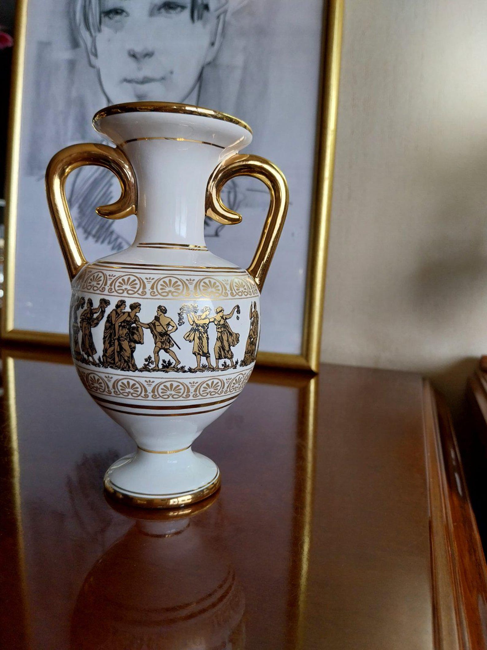 Greek Amphora 24k Gold Handmade in Corfu Greece Amphora Vase in Archaic ...