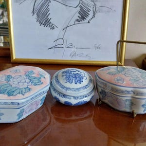 Cajas de porcelana china vintage: decoración floral, regalo coleccionable