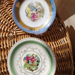 Vintage KPM Krister Porcelain Plates: Hand-Painted Art Nouveau Decor