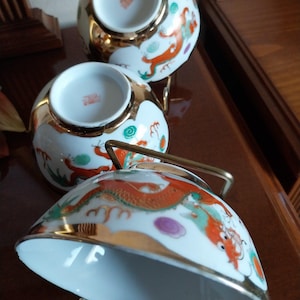 Chinese Dragon Decor Bowl, 4.5&quot;UNUSED| Dragon Decor Asian Noodle Soup Bowl |China Porcelain Bowl China Noodle Soup Bowl, Phoenix Dragon bowl