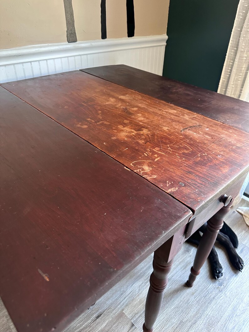 1830s Rustic Drop Leaf Table, 19th Century Kitchen Table, Antique