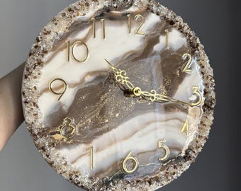 Epoxy Resin Wall Clock, Handmade Wall Decor, Luxury Art Wall Clock, Birthday Gift, Christmas Gift, Gift for Her
