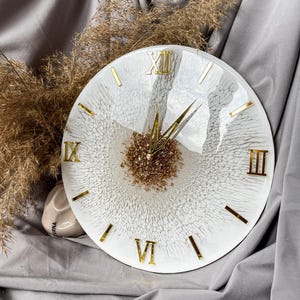 White Epoxy Resin Wall Clock Unique Room Decor Modern Resin Wall Art Handmade Home Decor