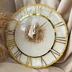 Gold Epoxy Resin Wall Clock Unique Room Decor Modern Resin Wall Art Handmade Home Decor