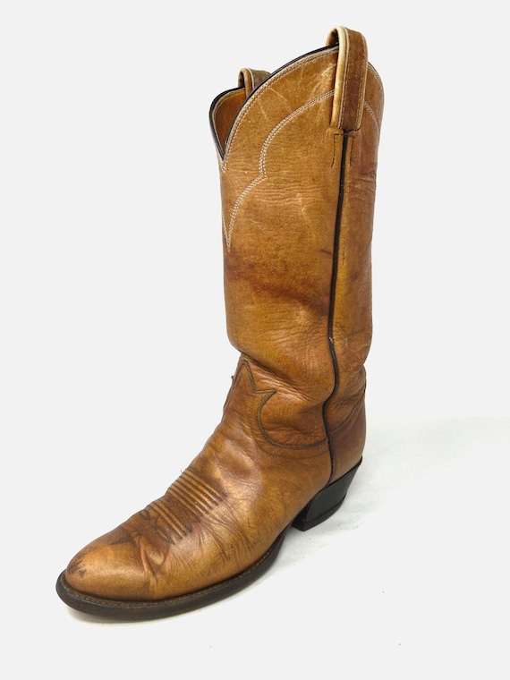 Tony Lama, Tony Lama Cowboy Work Boots Mens 6.5 Womens 8 Brown Leather Sole Western Vintage