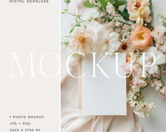 Wedding Invitation Mockup, Fine Art Stationery, 5x7 Card (Digital Download)