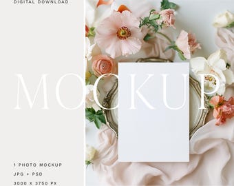 Wedding Invitation Mockup, Fine Art Styled Card (Digital Download)