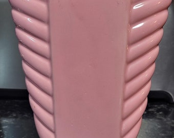 Pink Art Deco Style Ceramic Vintage Fan Vase