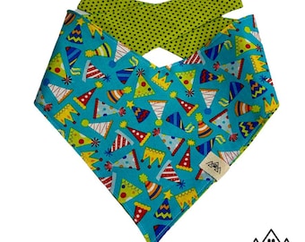 Birthday Hats Dog Bandana • Reversible Dog Bandana • Mountain Dog Threads Bandana