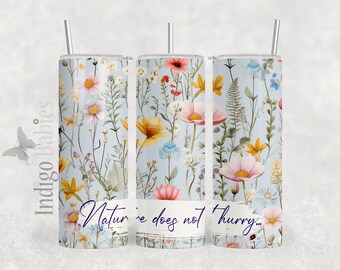 Garden Flowers 20 oz Skinny Tumbler Sublimation Design Digital Download PNG Instant DIGITAL ONLY, Calming Floral Tumbler