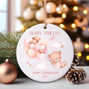 Baby Girl first Christmas 2024, Personalized baby ornament, newborn Christmas ornament gift, baby girl Christmas gift, Family keepsake xmas
