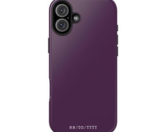 Japanese Violet Tough Phone Case, Customizable Date Cover, Personalized Floral Phone Case, Purple Flower Phone Protector, Floral Phone
