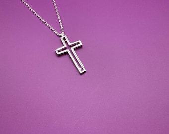 925 Sterling Silver Cross Pendant With Sparkling Crystals - Elegant Dainty Necklace