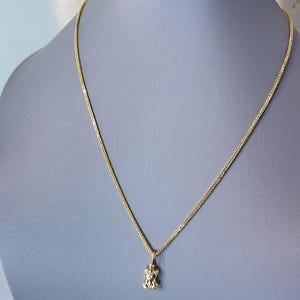 18k Solid Gold Chain, 18k Solid Gold Cute Teddy Bear Pendant, Teddy Bear Necklace, Gift For Her Valentine Day .