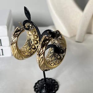 18k Solid Gold Earrings, Solid Gold Hoops, Pure gold, Real Gold Earrings, Large Hoop Earrings,18kYellow Gold, chunky Gold Hoops,Gift For Her