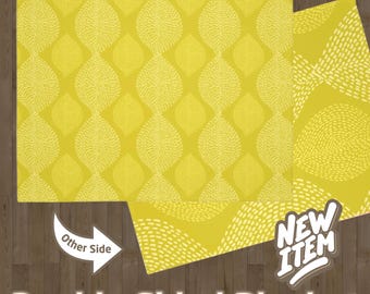 Vintage Yellow Print Velveteen Microfiber Blanket, Vintage Yellow Throw, Double-Sided Bedspread, Anthropologie Throw Blanket, Boho Aesthetic