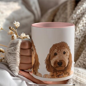 Cute Doodle Coffee Mug / Doodle Ceramic Mug/ Creature Tea Mug, Dog Mom Gift, Doodle Kitchen Decor, Christmas / Gift for Her /Gift for Bestie