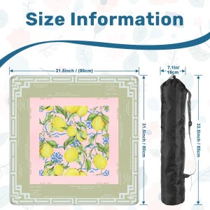 Lemon Print Mahjong Mat: Non-Slip Neoprene Game Mat (31.5x31.5) image 5