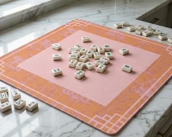 Pink and Orange Mahjong Mat with Carrying Case