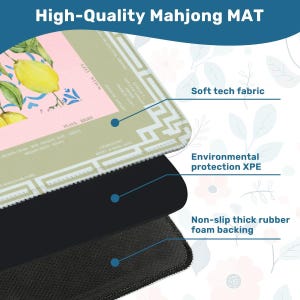 Lemon Print Mahjong Mat: Non-Slip Neoprene Game Mat (31.5x31.5) image 6