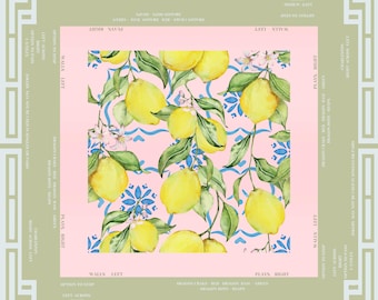 Lemon Print Mahjong Mat: Non-Slip Neoprene Game Mat (31.5x31.5)