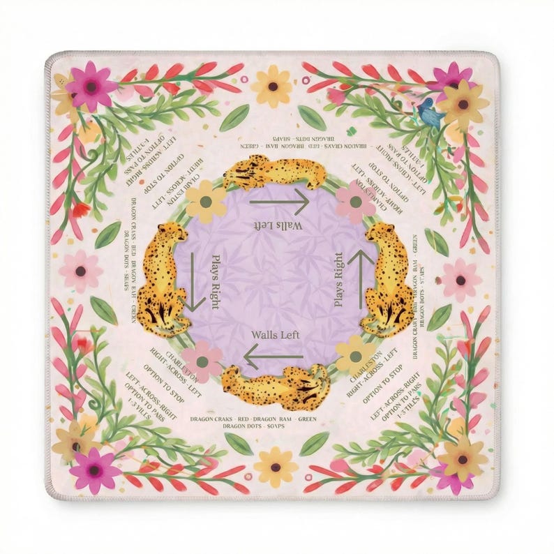 The "Bertie" Mahjong Mat with Floral Design and Canvas Bag – 3mm Neoprene Game Mat image 5