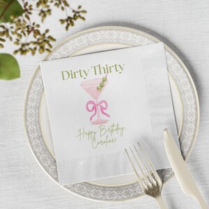 Custom Birthday Napkins| Dirty 30 Party Decor | 30th Birthday Napkins | Personalized Celebration Napkins | Dirty Thirty | Cocktail Napkins
