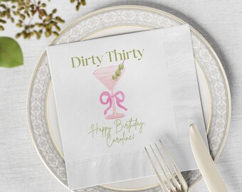 Tovaglioli personalizzati per compleanno / Decorazioni per la festa "Dirty 30" / Tovaglioli per il 30° compleanno / Tovaglioli personalizzati per festeggiare / Dirty Thirty / Tovaglioli da cocktail