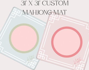 Personalized Mahjong Mat, Chinoiserie Style, Non-Slip Mahjongg Table Mat