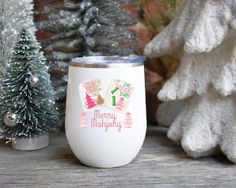 Merry Mahjong Wine Tumbler