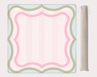 Pink and Green Mahjong Mat: Non-Slip, Noise-Reducing (31.5" x 31.5")