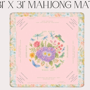 Tickled Pink Mahjong Mat | Floral Chinoiserie Design, Non-Slip