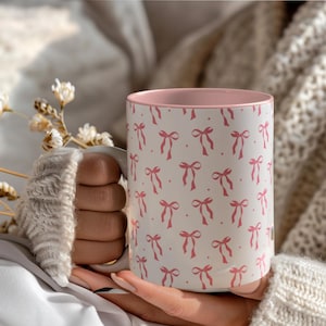 Pink Bow Mug | Coquette Mug | Pink Mug | Pink Ribbon Mug | Gift for Daughter | Gift for Mother | Gift for Bestie | Pretty Coffee Mug