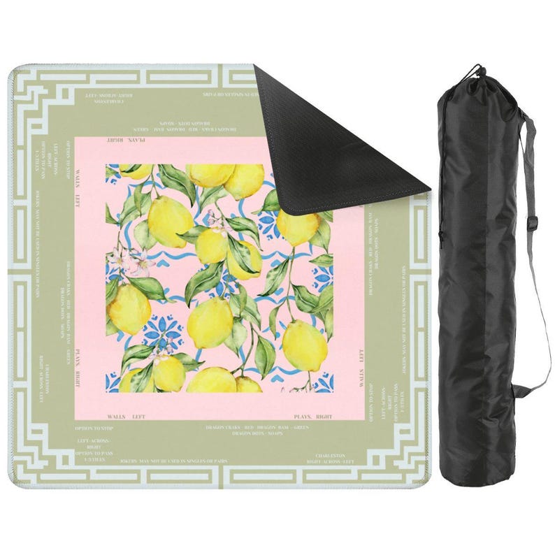 Lemon Print Mahjong Mat: Non-Slip Neoprene Game Mat (31.5x31.5) image 2