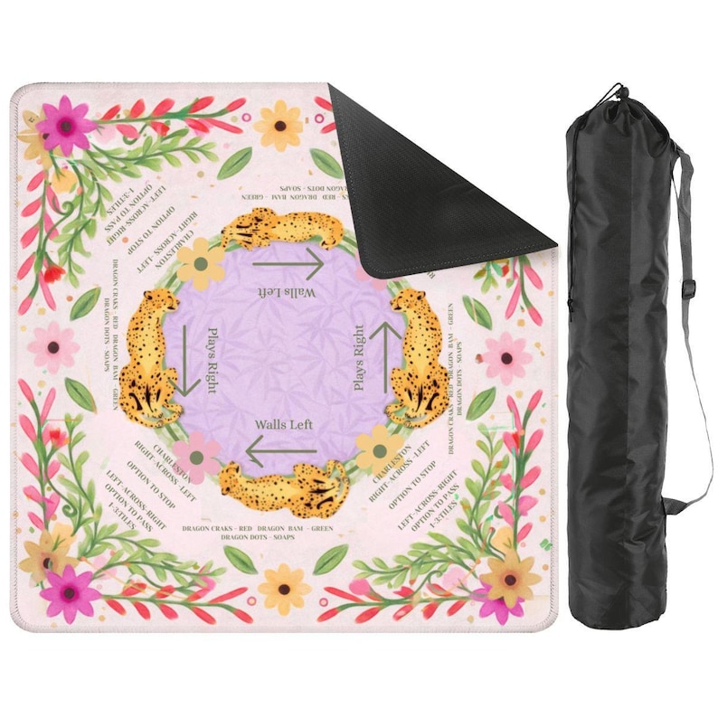 The "Bertie" Mahjong Mat with Floral Design and Canvas Bag – 3mm Neoprene Game Mat image 3